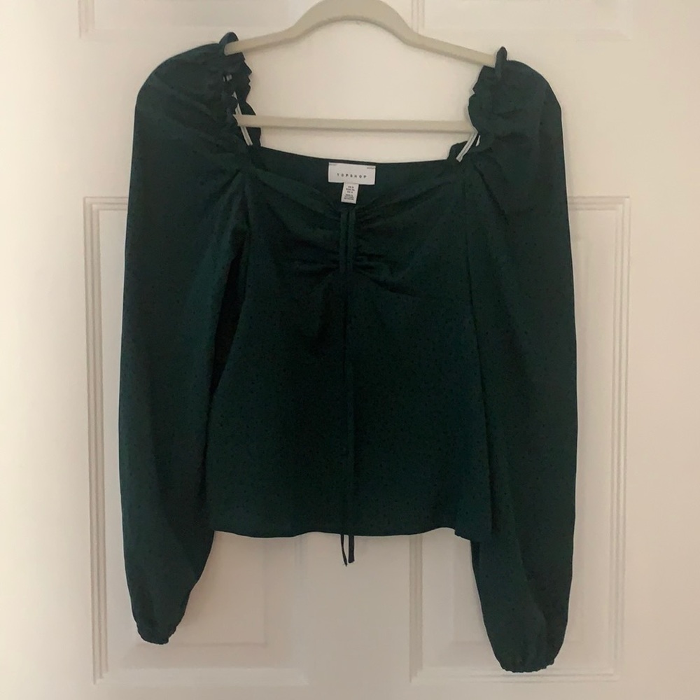 Topshop Green Polka Dot Top